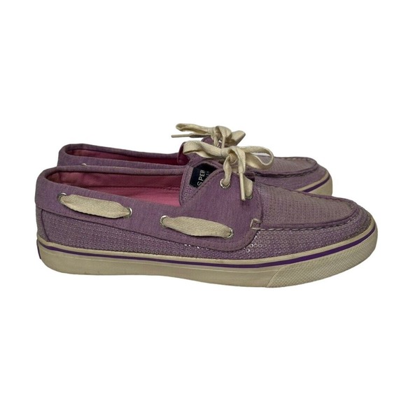 Sperry Women's Top-Sider Purple Lavender Sequin Lace Up Boat Shoes Size 8.5 - Picture 1 of 8
